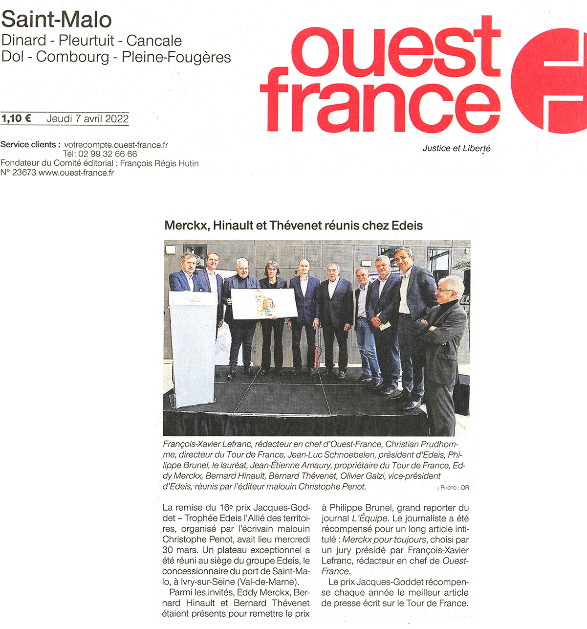 Ouest-France Tour de France Prix Jacques-Goddet